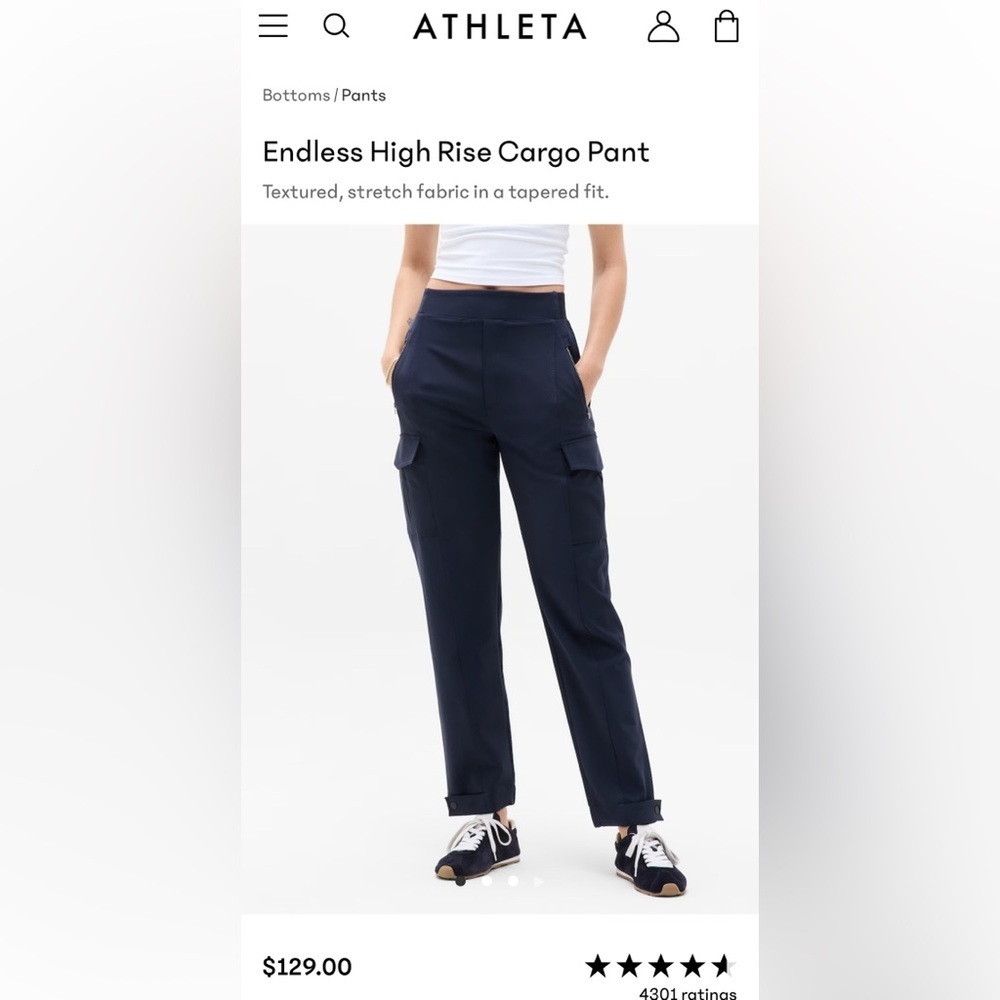AthletaEndless High Rise Cargo Pant
Textured, stretch fabric in a tapered fit.